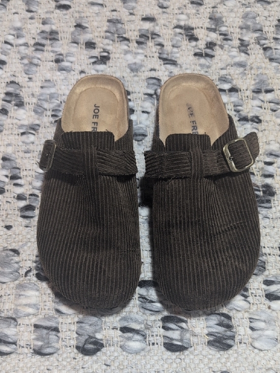 Joe Fresh Shoes - Joe Fresh Dark Brown Corduroy Slip-On Clogs with Buckle